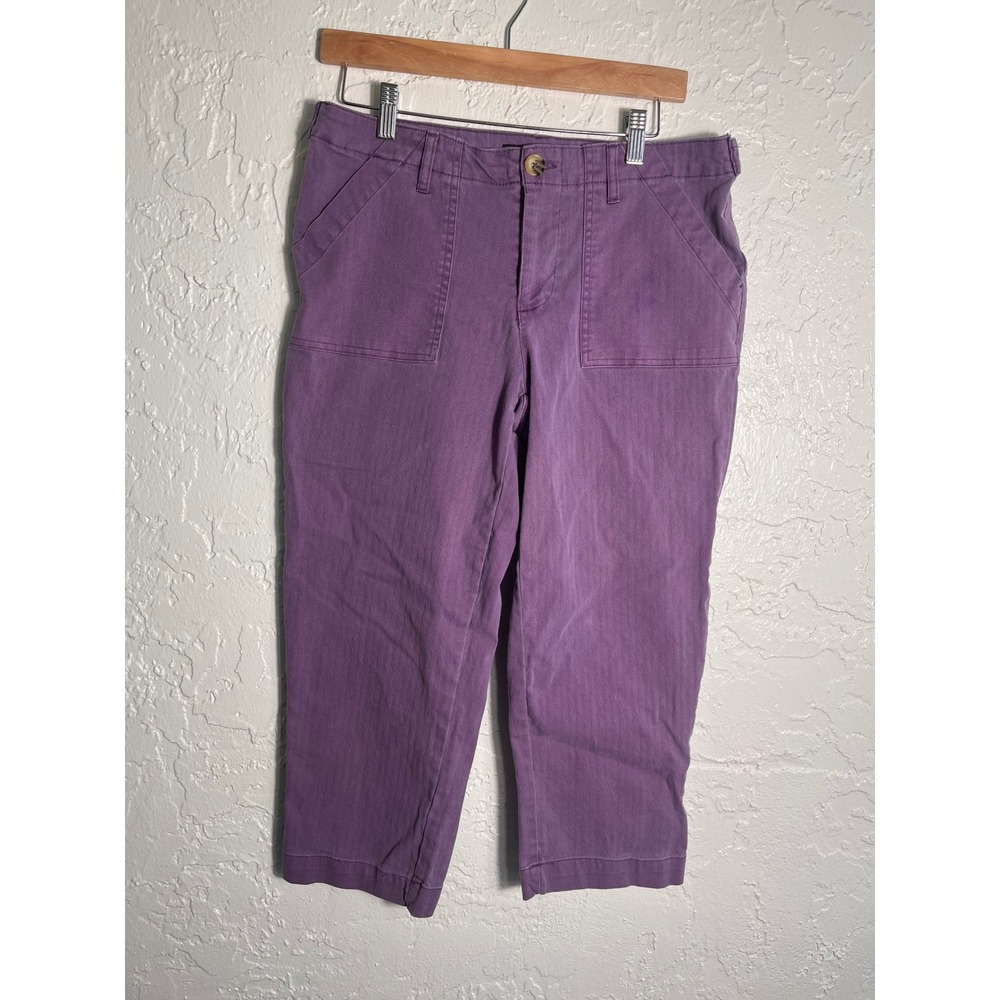 Baccini‎ Purple Utility Crop Pants Womens Size 8 Straight Leg Stretch Cotton